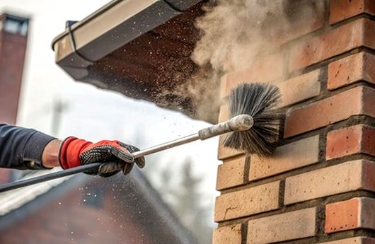 Chimney face brushed of dust before pointing