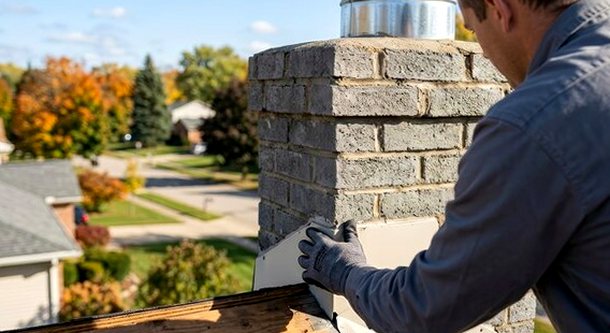 Stainless steel liner standing at a chimney chase